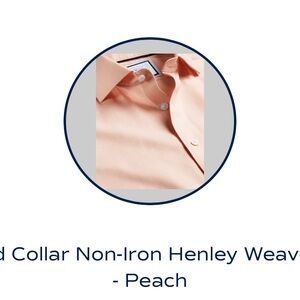 Charles Tyrwhitt Spread Collar Non-Iron Henley Weave Shirt - Peach (18in / 37in)